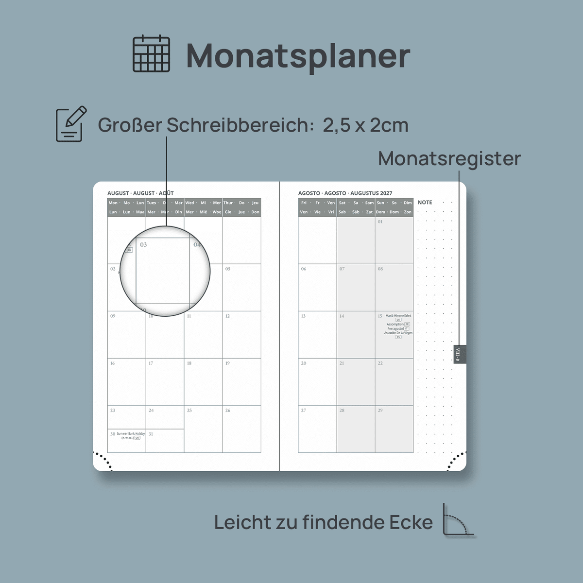 DE A6 Size 2027 Weekly Planner (January–December) Hardcover