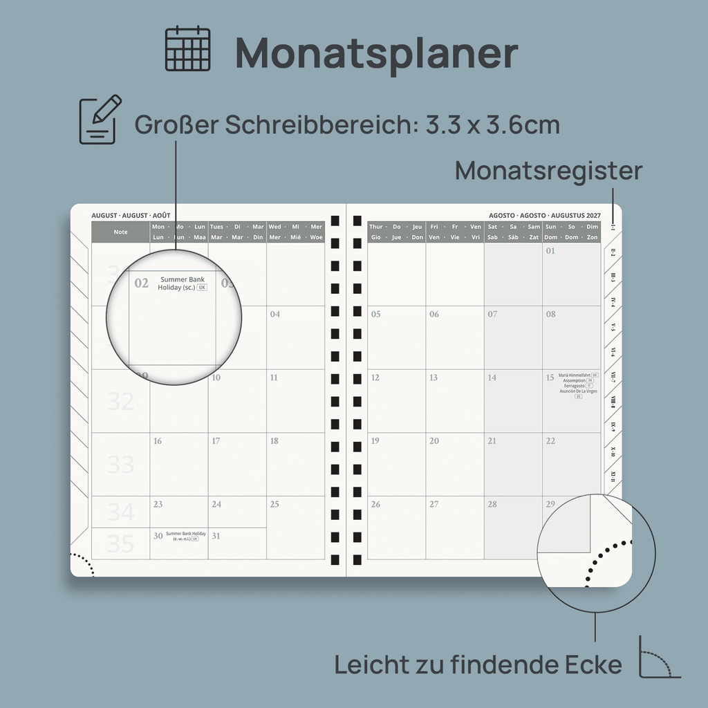 DE A5 Size 2027 Spiral Weekly Planner (January–December) Hardcover