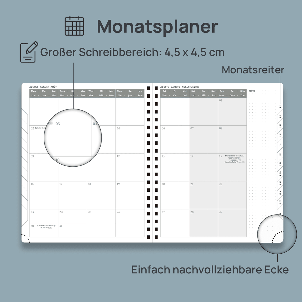 DE 25.9 cm × 21.2 cm 2027 Spiral Weekly Planner Horizontal Layout Calendar Planner