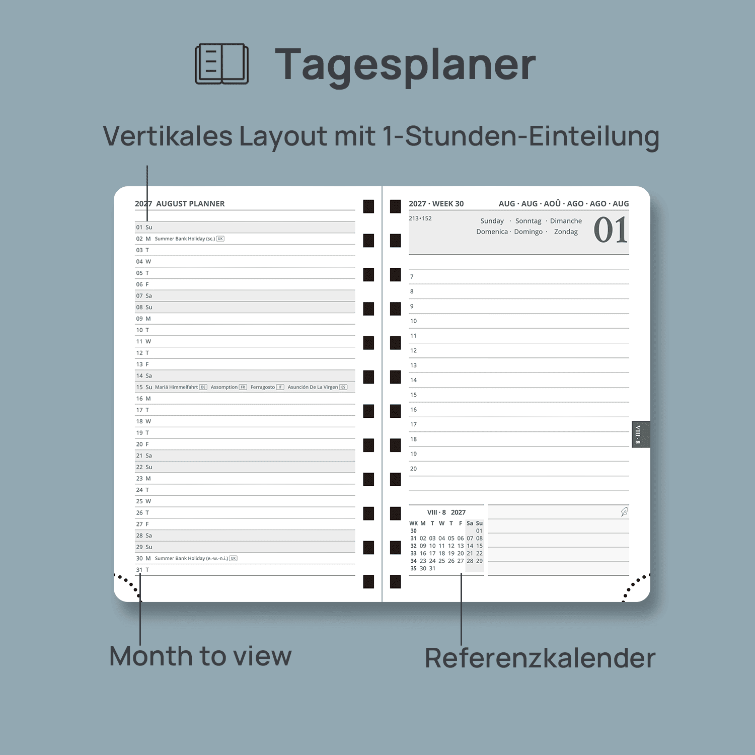 DE A6 Size 2027 Spiral Daily Planner Hardcover Calendar Planner