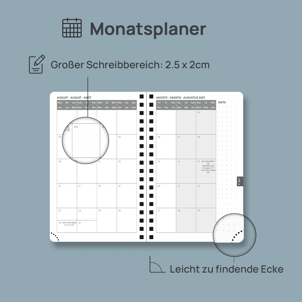 DE A6 Size 2027 Spiral Weekly Planner (January–December) Hardcover
