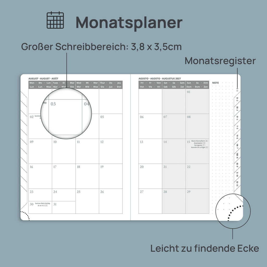 DE 21.8 cm × 16.4 cm 2027 Weekly Planner Softcover Calendar Planner