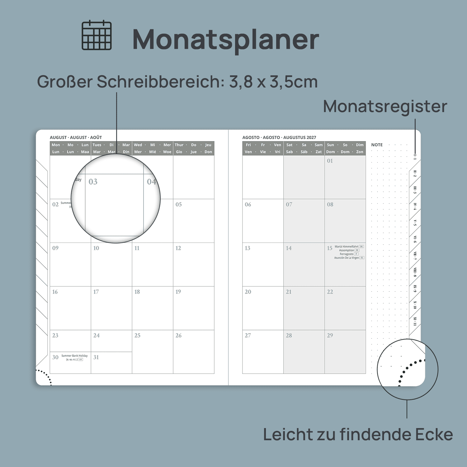 DE 21.8 cm × 16.4 cm 2027 Weekly Planner Softcover Calendar Planner