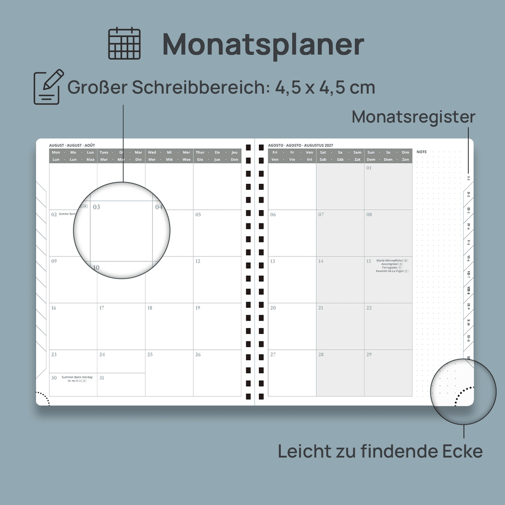 DE Large Size 2027 Spiral Weekly Calendar Planner (January–December) Soft Cover