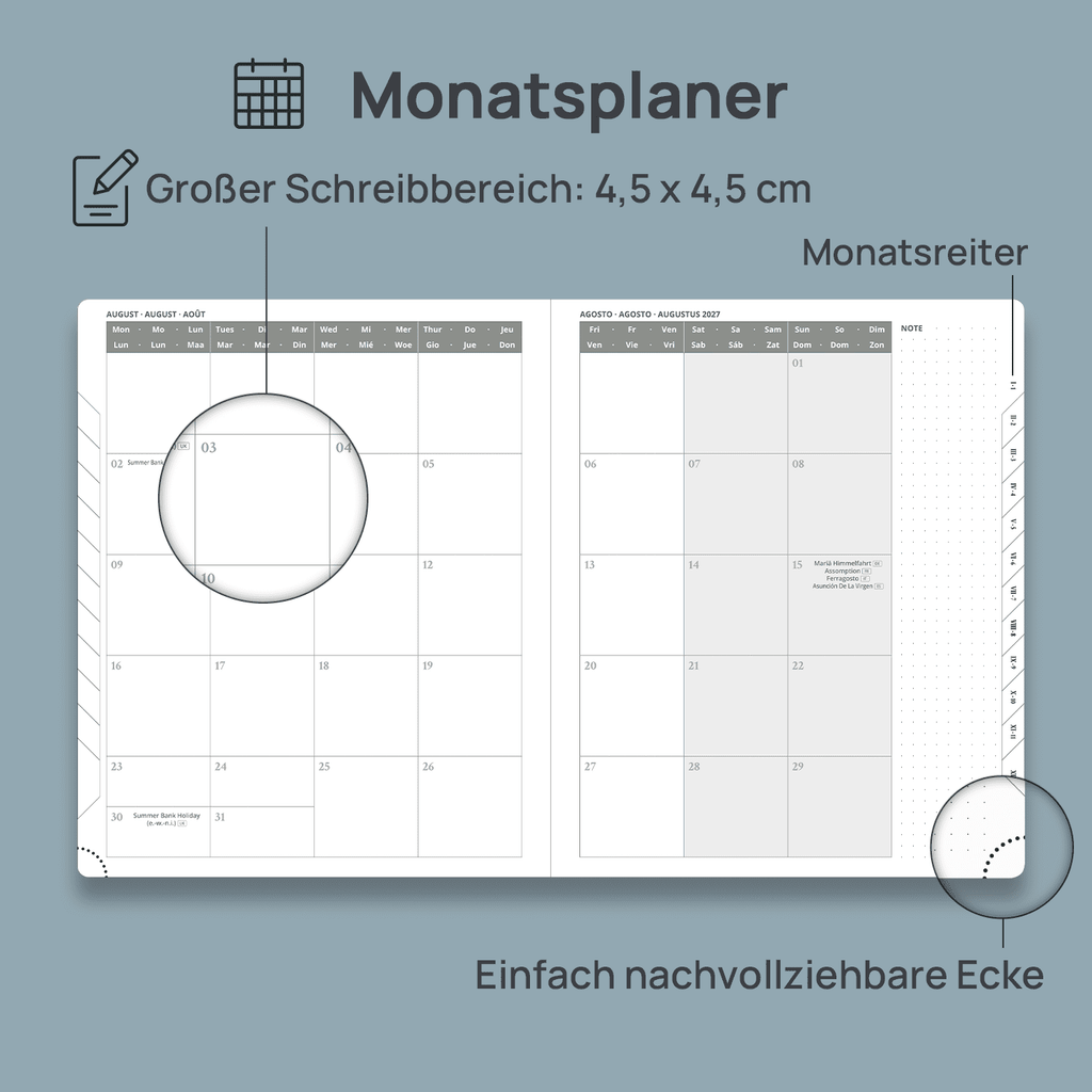 DE 25,9 cm × 21,2 cm 2027 Weekly Planner Horizontal Layout Calendar Planner