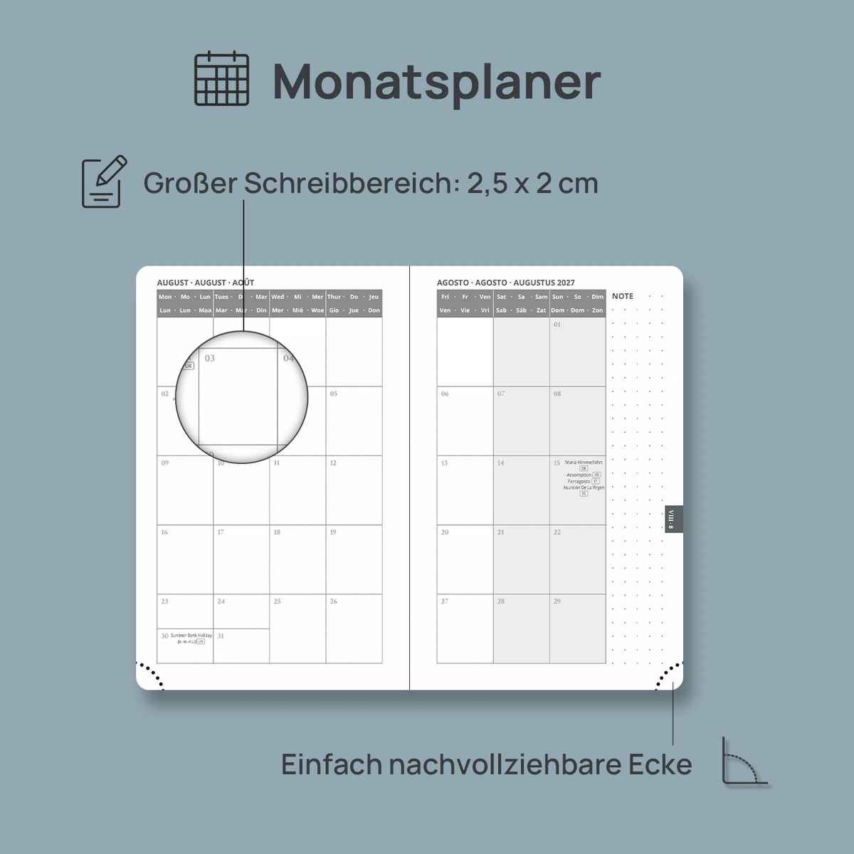 DE A6 Size 2027 Weekly planner Horizontal Layout Calendar Planner