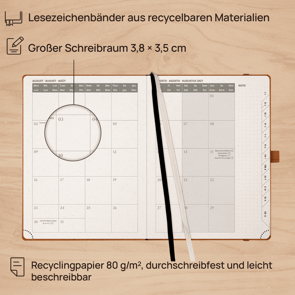 DE 16,4 cm × 21,8 cm Recycled 2027 Weekly Planner Hardcover