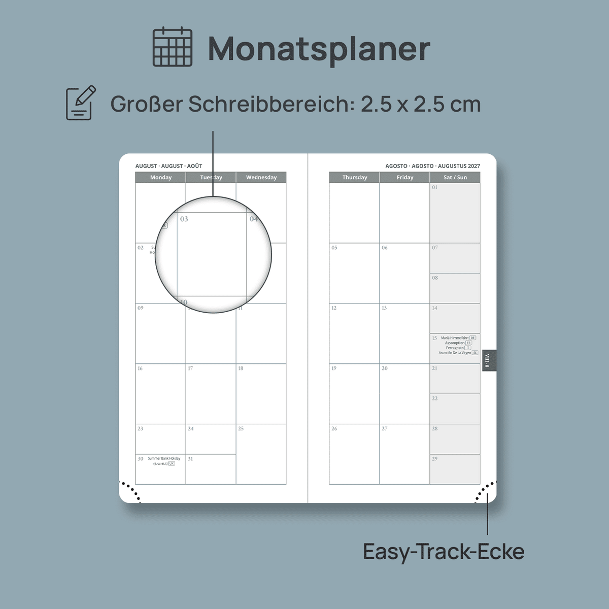 DE Pocket Size 2027 Weekly Planner 12-Month Softcover Calendar Planner