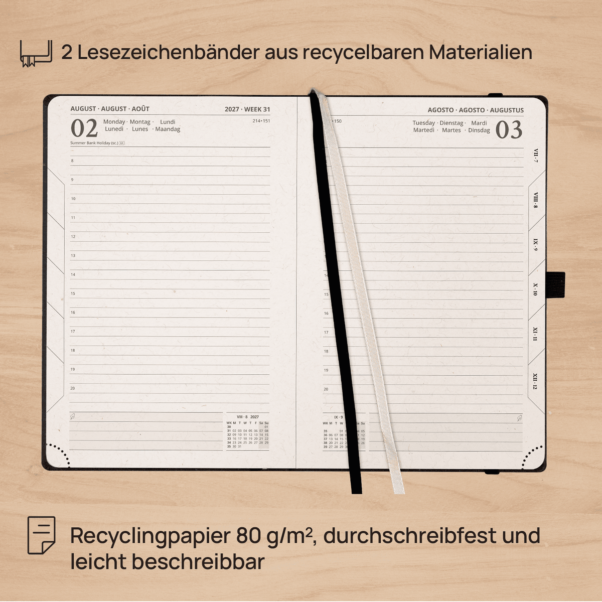 DE A5 Size 2027 Recycled Daily Planner