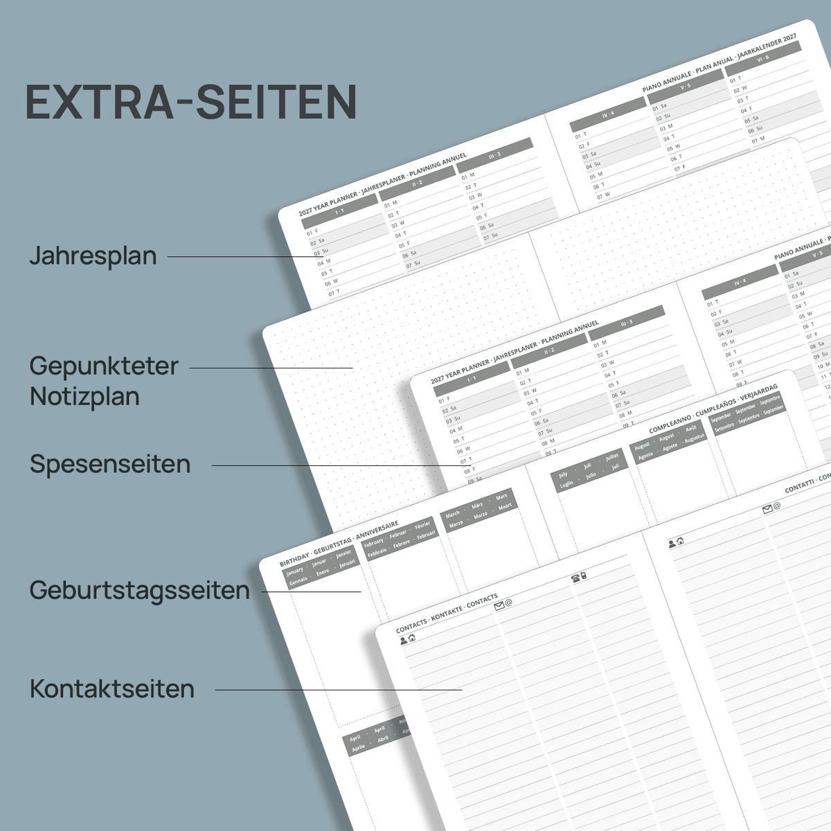 DE 25,9 cm ×  cm 2027 Weekly Planner Horizontal Layout Calendar Planner