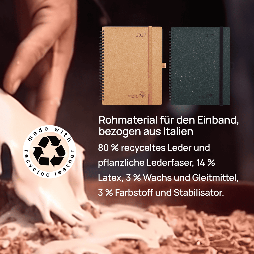 DE 16,4 cm × 21,8 cm Recycled 2027 Weekly Planner Spiral Hardcover