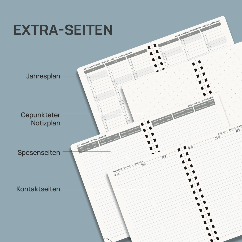 DE A5 Size 2027 Spiral Weekly Planner (January–December) Hardcover