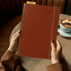 DE A4 Size 15-minute 2027 Spiral Weekly Planner PU Leather Softcover Appointment Book