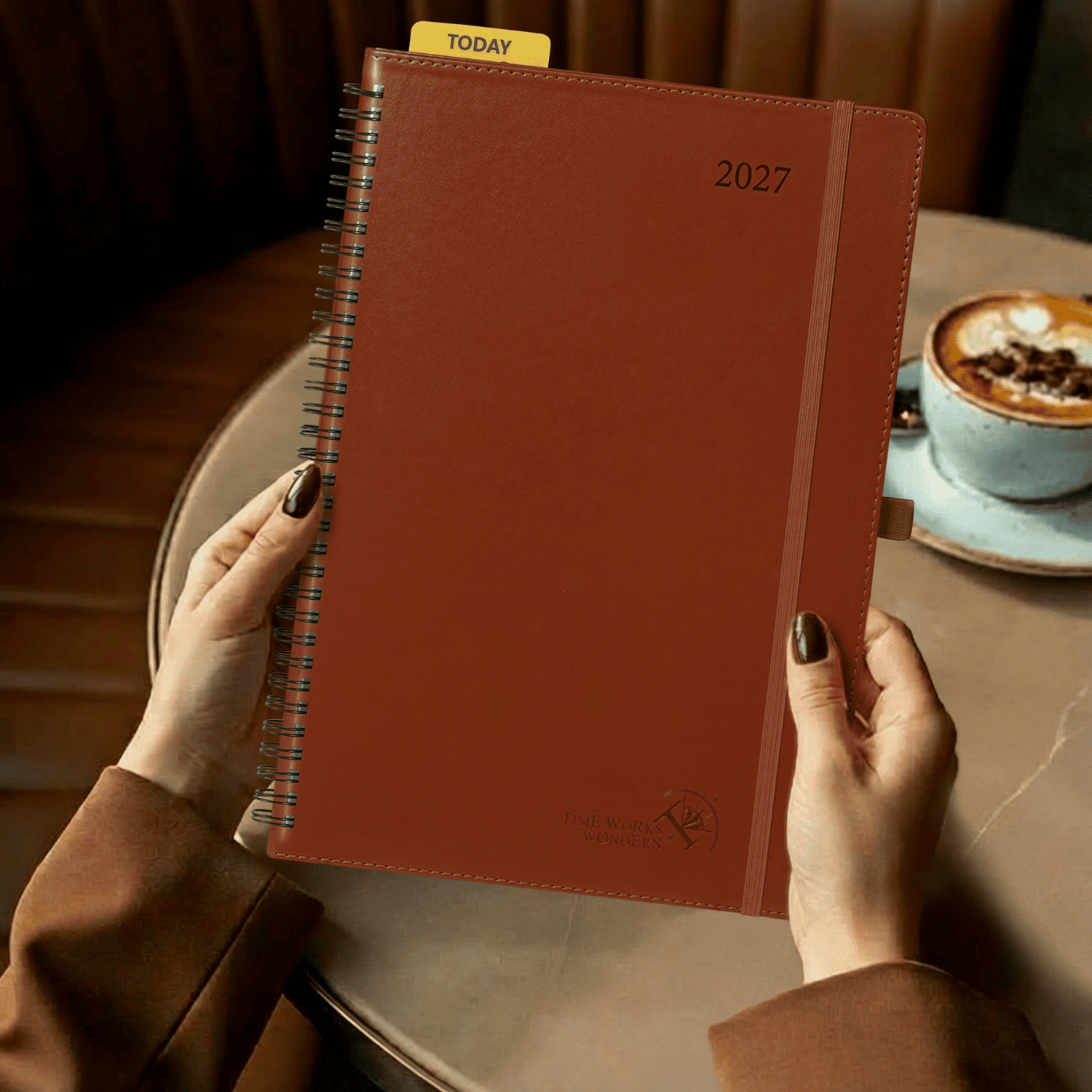 DE A4 Size 15-minute 2027 Spiral Weekly Planner PU Leather Softcover Appointment Book