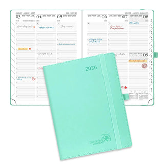 POPRUN 2026 Weekly Planner Mint Green