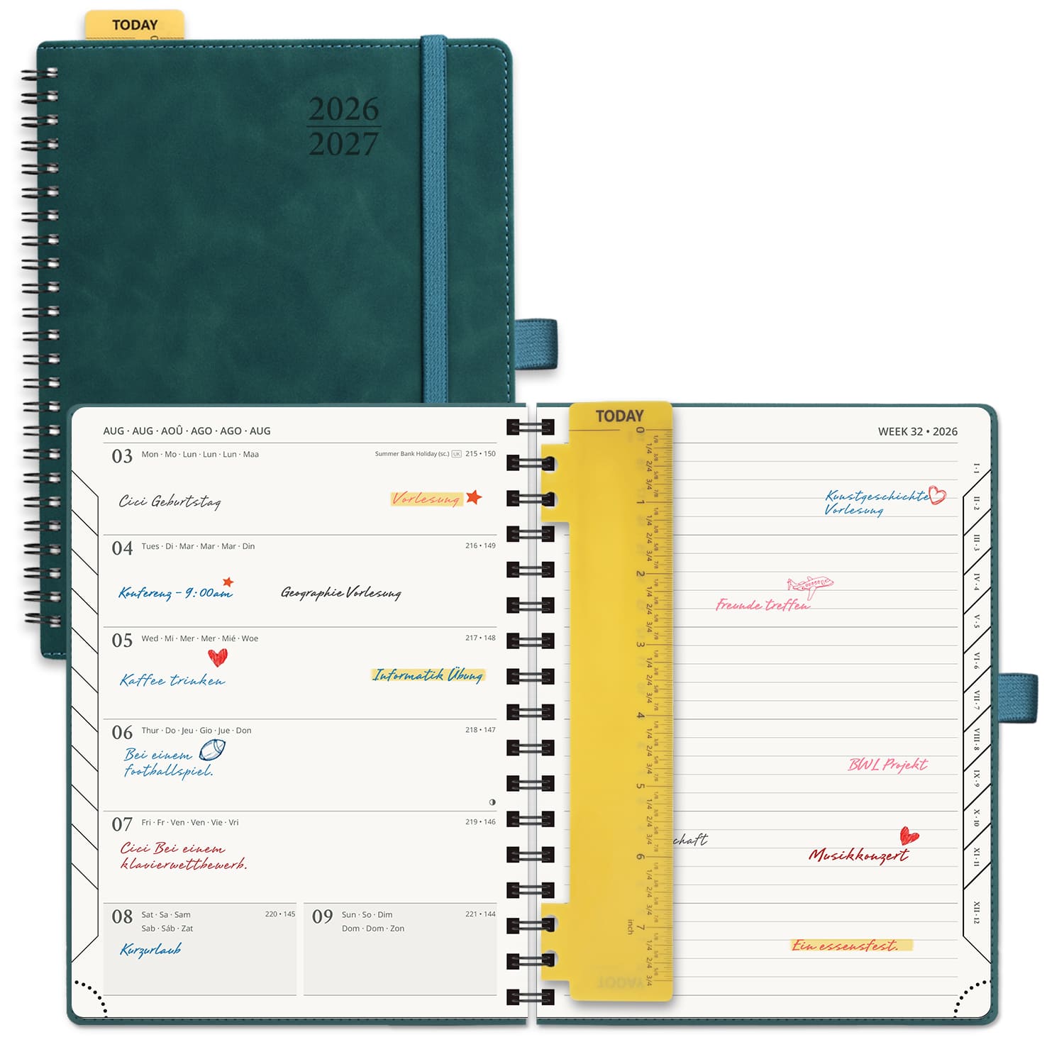 POPRUN 2026-2027 Academic Planner Petrol Green