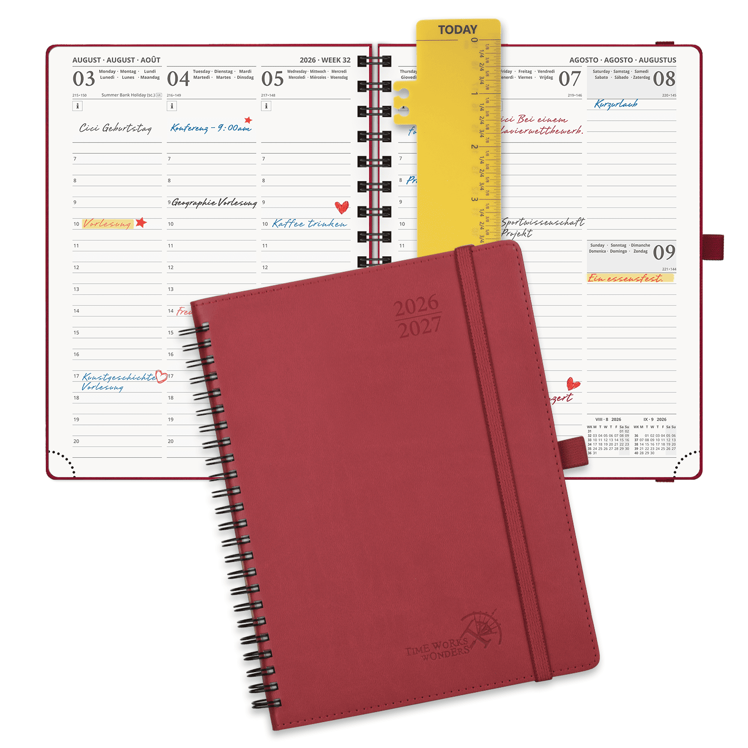 POPRUN 2026-2027 Academic Planner Burgundy