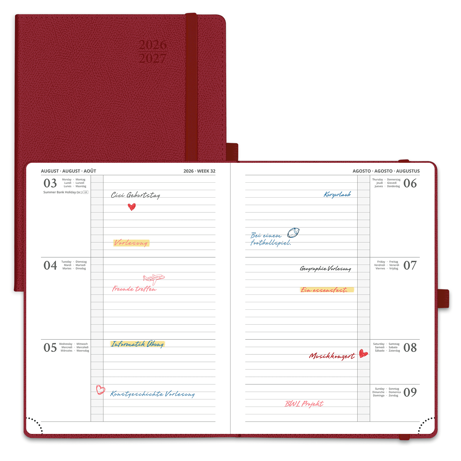 POPRUN 2026-2027 Academic Planner Burgundy