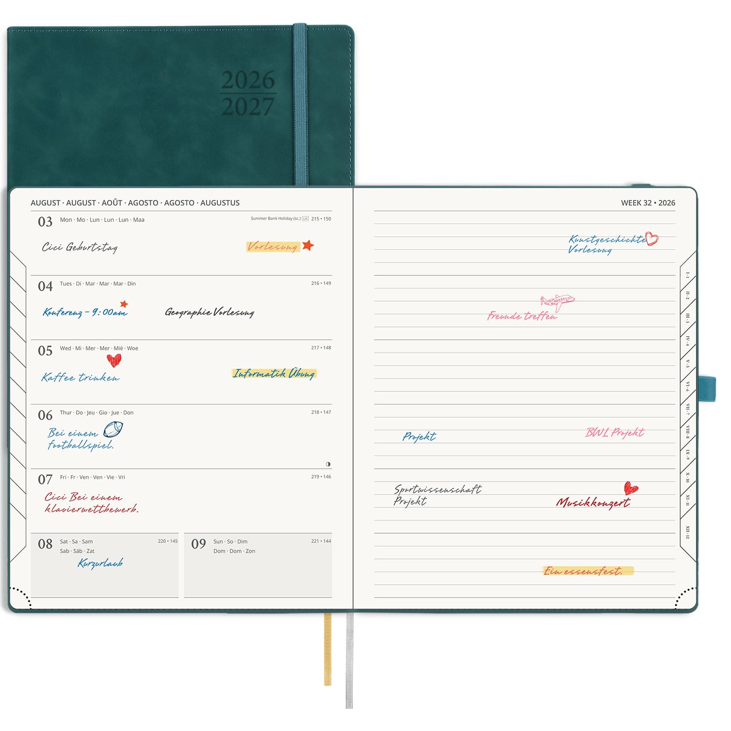 POPRUN 2026-2027 Academic Planner Petrol Green