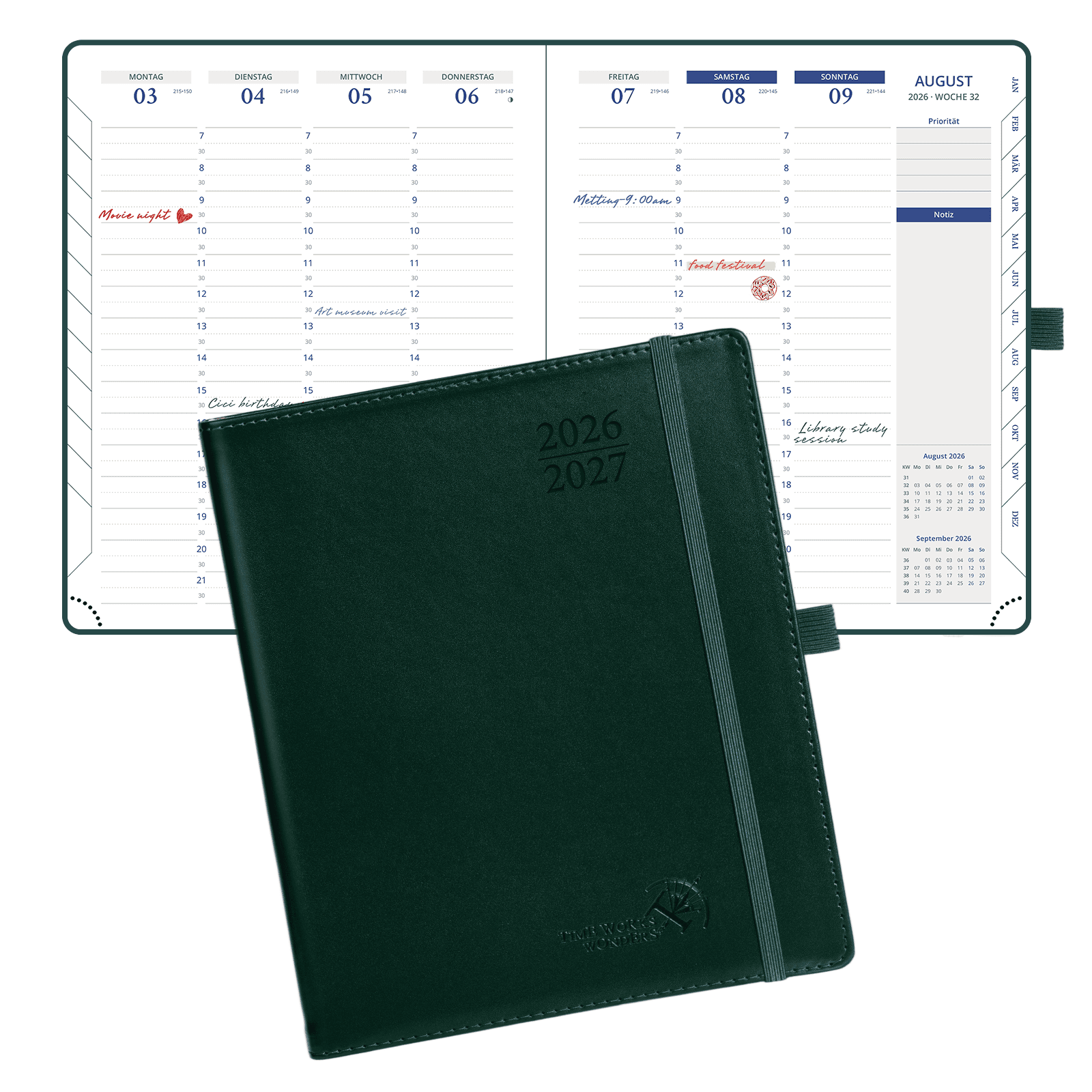 POPRUN 2026-2027 Academic Planner Dark Green