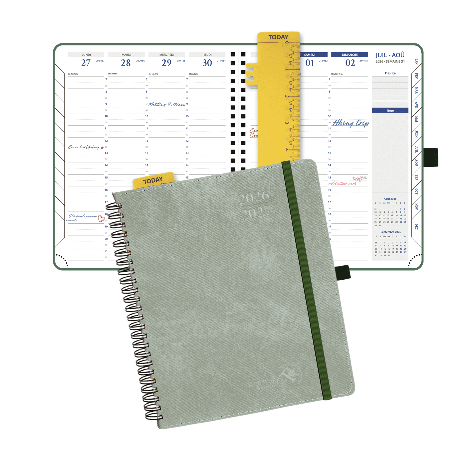 POPRUN 2026-2027 Academic Planner Olive Green