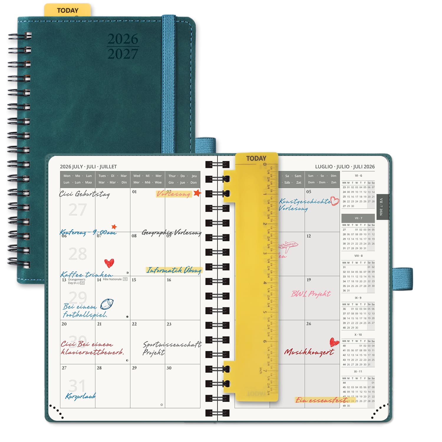 POPRUN 2026-2027 Academic Planner Petrol Green