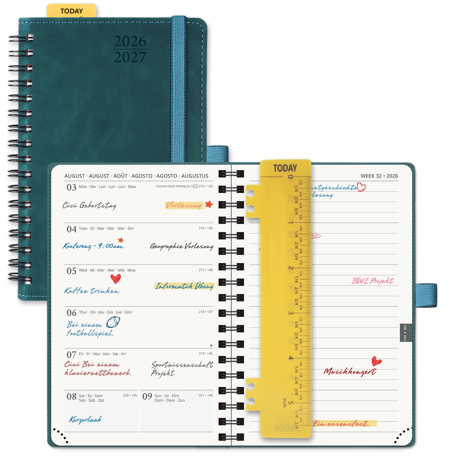 POPRUN 2026-2027 Academic Planner Petrol Green