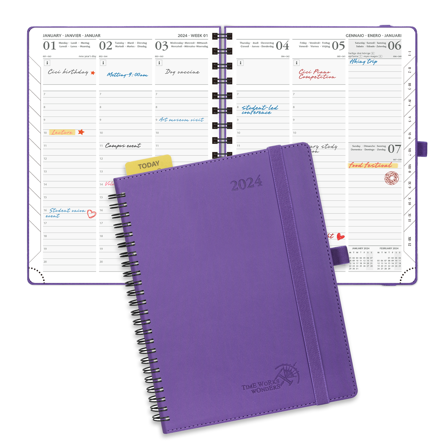 POPRUN 2024 Weekly Planner Purple