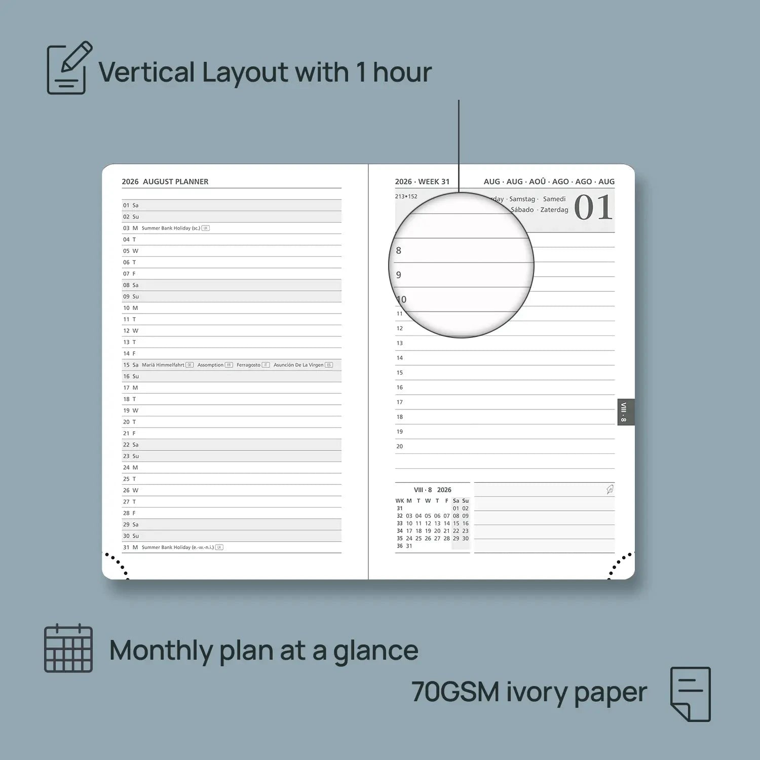 POPRUN Daily Planner 2026 A5 21,5 x 14,5 cm met Harde Kaft, 1 Dag 1 Pagina, 12 Maanden Agenda Jan.2026 tot Dec.2026 met Maandlabels, 80 GSM Dik Papier, Pacifisch groen POPRUN Daily Planner 2026 A5 21,5 x 14,5 cm met Harde Kaft, 1 Dag 1 Pagina, 12 Maanden Agenda Jan.2026 tot Dec.2026 met Maandlabels, 80 GSM Dik Papier, Pacifisch groen
