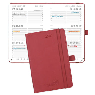POPRUN 2026 Weekly Planner Wine Red