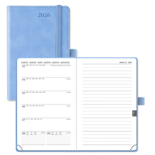 POPRUN 2026 Weekly Planner Cyan Blue