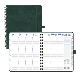 POPRUN 2026 Weekly Planner Dark Green