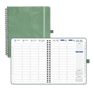 POPRUN 2026 Weekly Planner Midnight Green