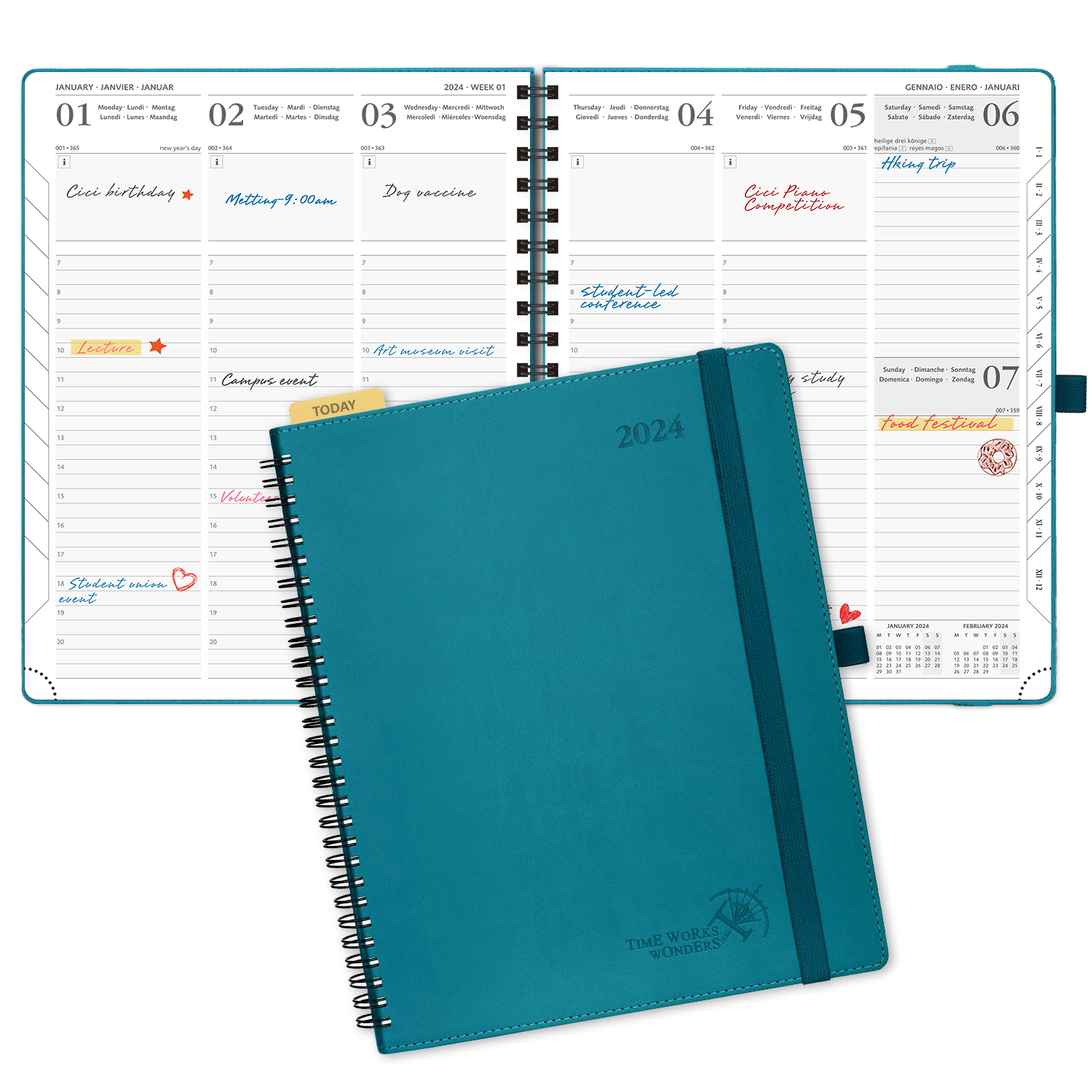 POPRUN 2023-2024 Academic Daily Planner Pacific Green